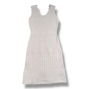 C&C California Knit Dress M Sleeveless Scalloped Trim Beige‎ Casual 665